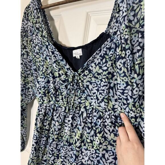 Madison & Berkeley Floral Baby Doll Top Empire Waist Ruched Tie Fairy M Bloom - Picture 3 of 7